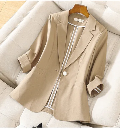 Coat For Women New Summer High grade Temperament Top Half Sleeve Khaki - Shop at LoveMi