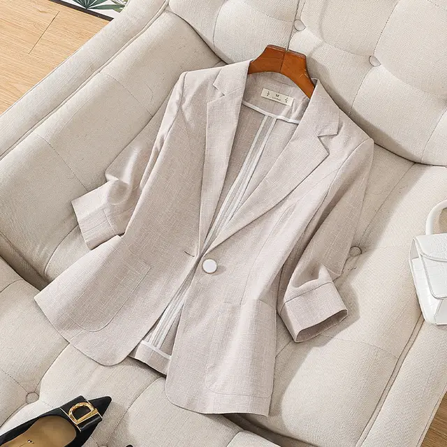 Coat For Women New Summer High grade Temperament Top Half Sleeve Oatmeal Color - Shop at LoveMi