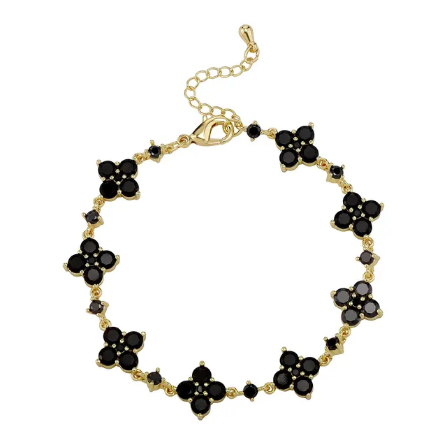 Women's Zircon Flower Bracelet, Black Gold Black Zirconium - Shop at LoveMi