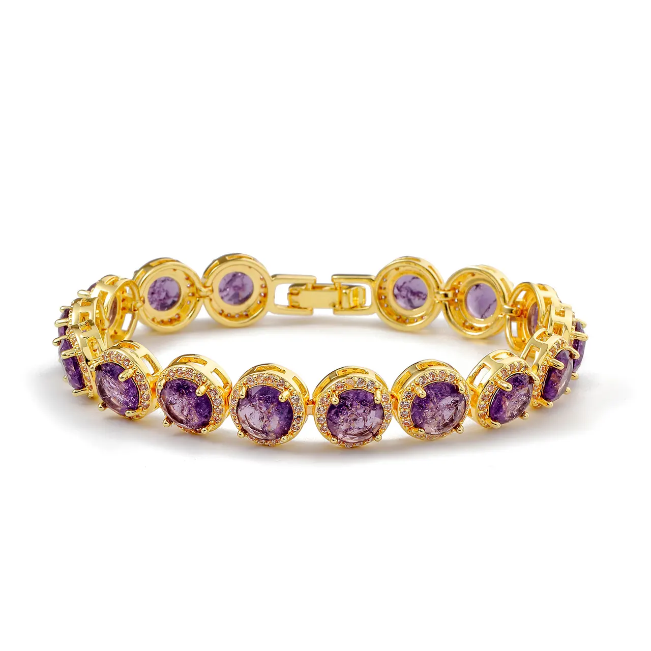 Fashion Gold-plated Inlaid Zircon Hollow Round Bracelet - Style B