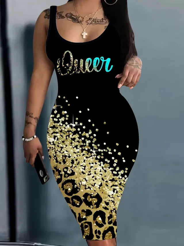 Skinny Fashion Sleeveless Dress Women's Mid Waist Black - Shop at LoveMi