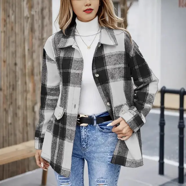 Flannel Thickened Casual Fashion All matching Plaid Shirt Outside Black - Shop at LoveMi