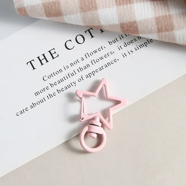 Color Paint Five pointed Star Snap Button Metal Keychains Light Pink - Shop at LoveMi