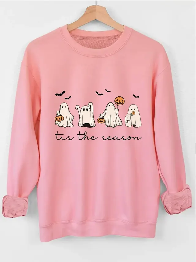 Printed Crew Neck Sweatshirt Personality Fashion Loose Top Couple Pink - Shop at LoveMi