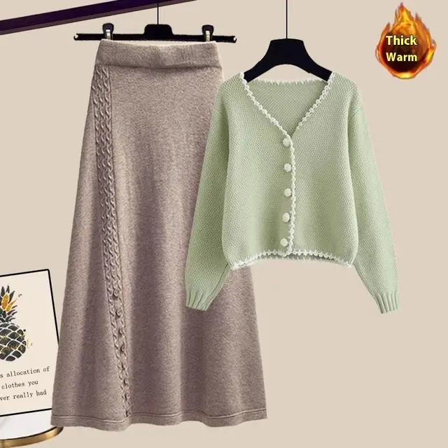 Winter Sweater Coat This Year Popular Skirt Two piece Set Color - Shop at LoveMi