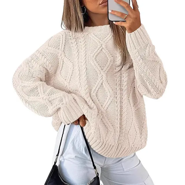 Coat Lazy Twisted Loose Autumn And Winter Apricot - Shop at LoveMi