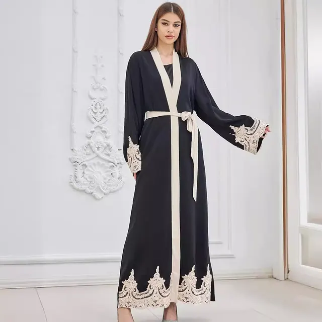 Fashion Embroidered Robe Turkey Casual Cardigan Dress Women Black - Shop at LoveMi