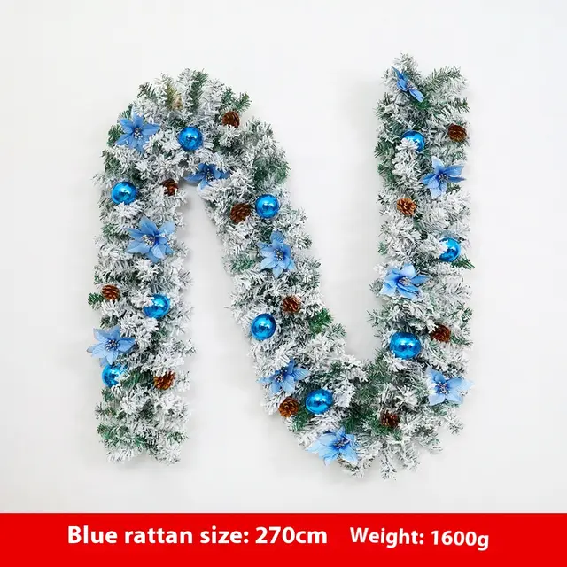 Christmas Rattan Garland Flocking Decoration 240 Head Blue Rattan - Shop at LoveMi