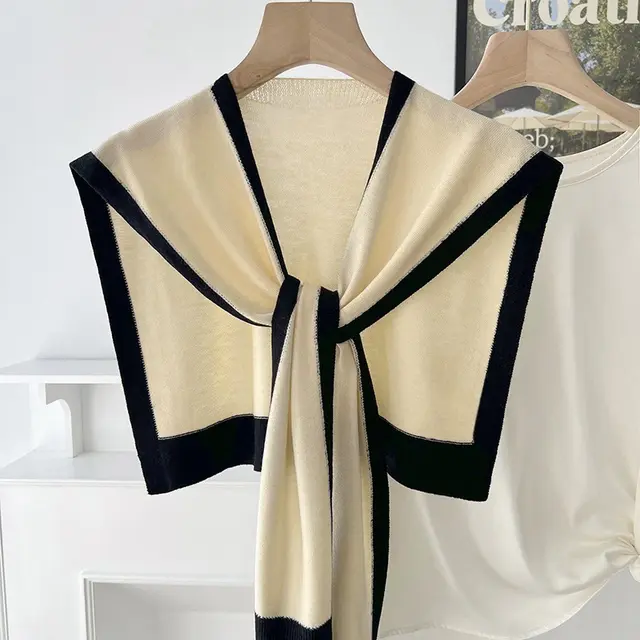 Scarf Matching Shirt Color Matching Classic Style Outer Wear Small Waistcoat Rice Coffee - Shop at LoveMi