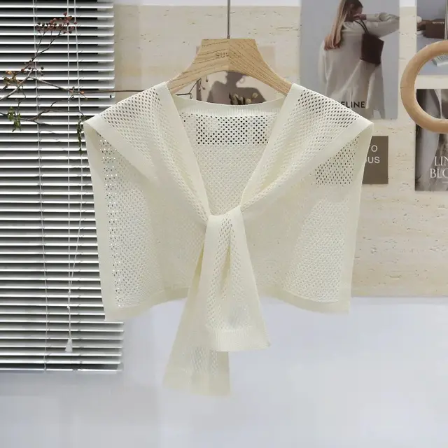 Knitted Shawl Matching Shirt Skirt Outer T shirt Small Waistcoat Light Apricot - Shop at LoveMi