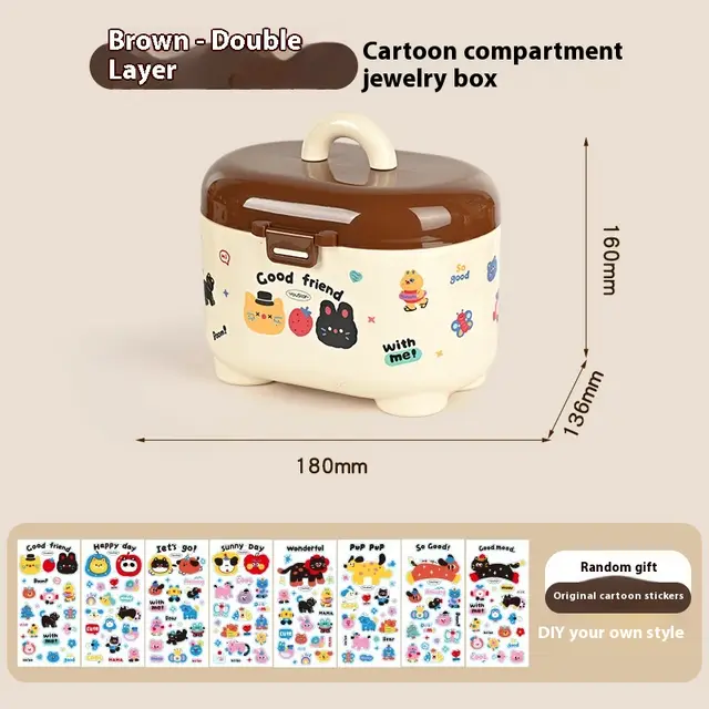 Dopamine Desktop Stationery Storage Cartoon Pen Holder Brown Sticker For Jewelry Box - Shop at LoveMi