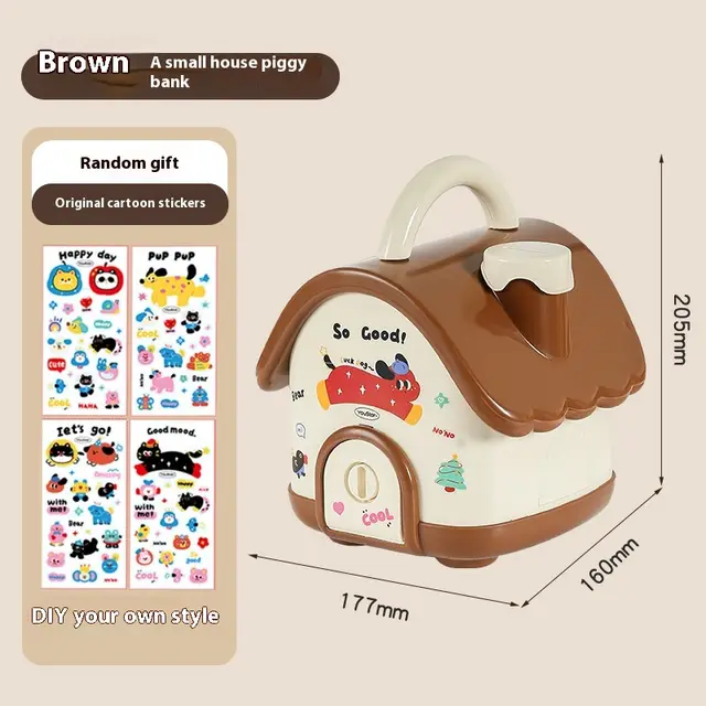 Dopamine Desktop Stationery Storage Cartoon Pen Holder Coin Bank Brown Stickers - Shop at LoveMi