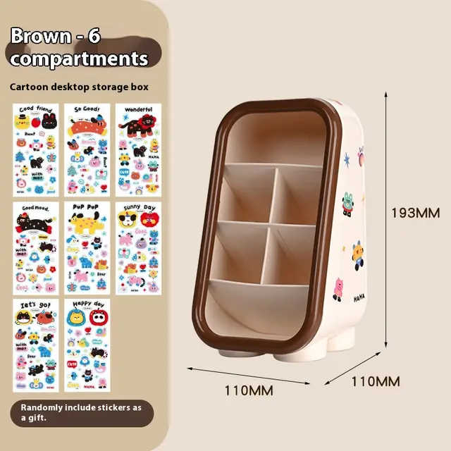 Dopamine Desktop Stationery Storage Cartoon Pen Holder Oblique Plug Storage Box Brown - Shop at LoveMi