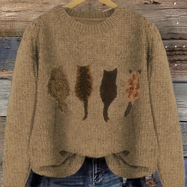 Cute Dog Thick Needle Sweater For Women Dark Brown - Shop at LoveMi