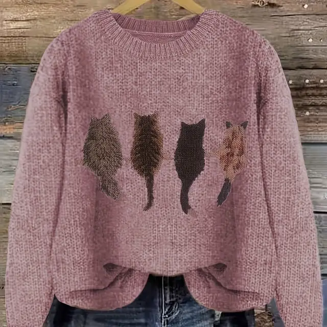 Cute Dog Thick Needle Sweater For Women Purple - Shop at LoveMi