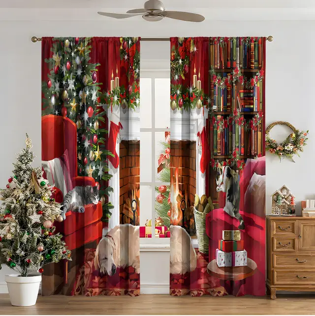 3D Digital Printed Christmas Curtains Curtain 14 - Shop at LoveMi