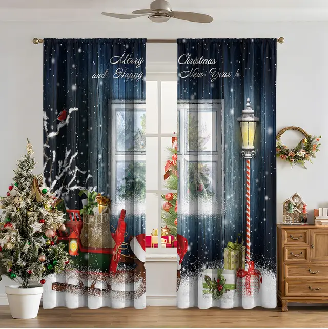 3D Digital Printed Christmas Curtains Curtain 8 - Shop at LoveMi