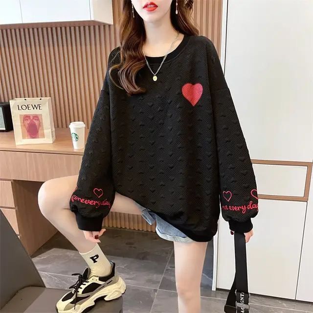 Thickened Personality Embroidery Embroidery Long Sleeve Black Thin - Shop at LoveMi