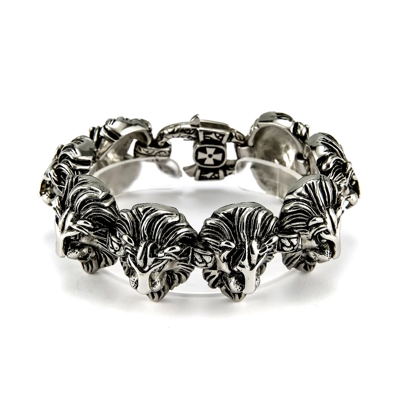 Retro Titanium Steel Lion's Head Bracelet All-match Men's Ornament - Steel Color