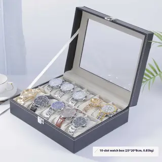 High-grade Leather Multifunctional Watch Storage Box - Grey