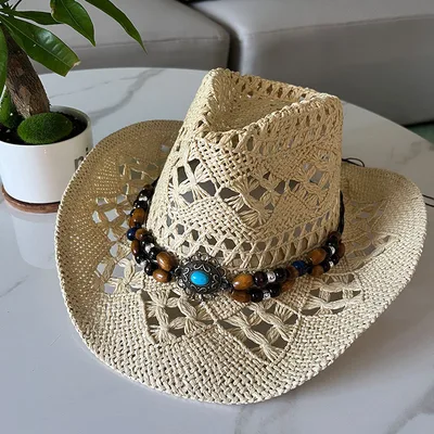 Bohemian Shell Straw Summer Beach Ethnic Style Hollow Sun Hat Camel - Shop at LoveMi