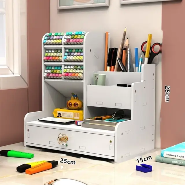 Oblique Insertion Student Pen Holder Storage Box 10 Grid Pen Container - Shop at LoveMi