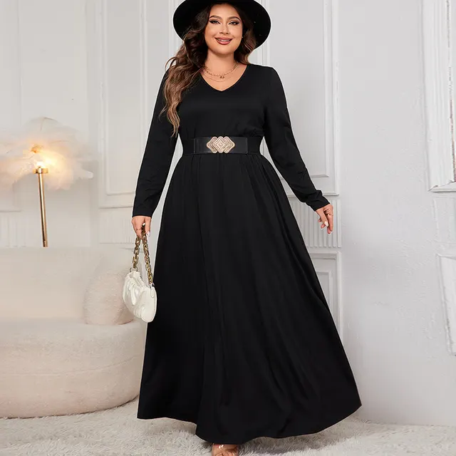 Loose Long Sleeve Dress High Waist Black - Shop at LoveMi
