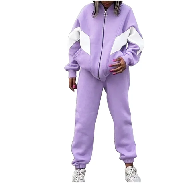 Loose fitting Casual Pullover Suit Two piece Set Purple - Shop at LoveMi