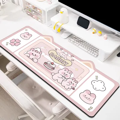 Mouse Pad Oversized Shaped Desk Pad Office Pink Bunny - Shop at LoveMi