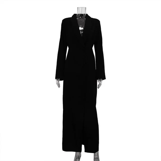V neck Long Sleeve High Waist Slit French Dress Black - Shop at LoveMi