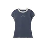 Casual Simple Round Neck Short Sleeve Women Alphabet Embroidery Niche - Royal Blue