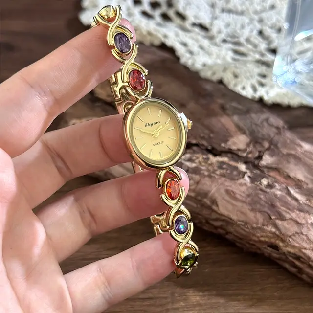 Watch Sales Gem Diamond Oval Exquisite And Compact Gold Noodles - Shop at LoveMi