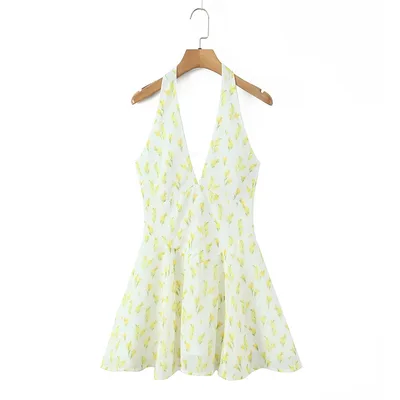 Sweet Lemon Floral Print Halter Dress - Shop at LoveMi