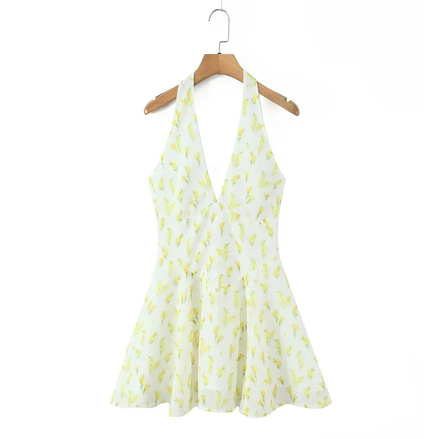 Sweet Lemon Floral Print Halter Dress - Shop at LoveMi
