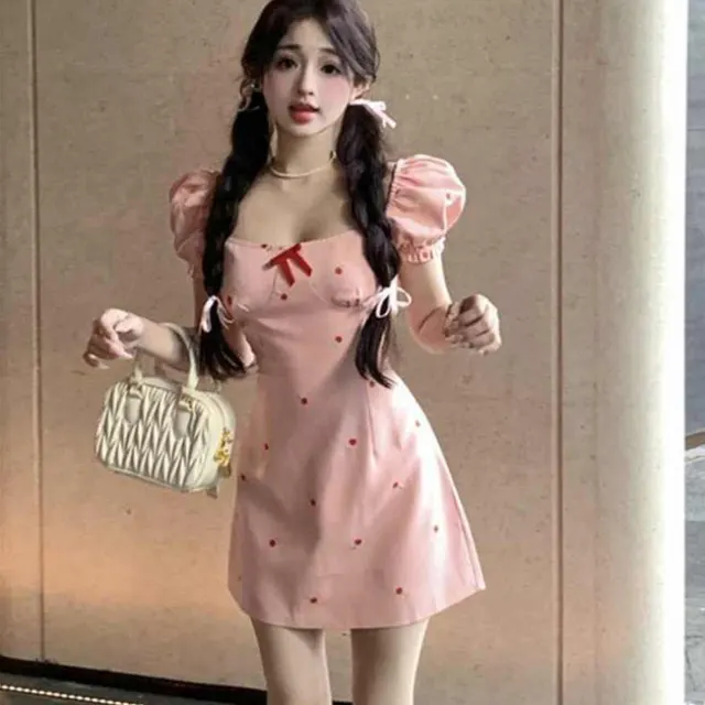 Summer Elegant Sweet And Spicy Style Sexy Square neck Dress Women Picture Color - Shop at LoveMi