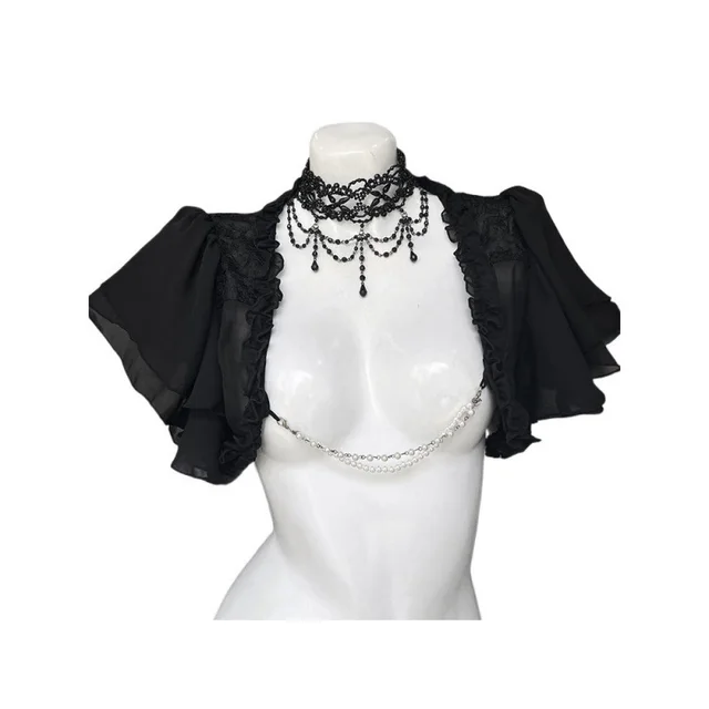 Black Gothic Style Vintage Lolita Dress Black Cardigan Two piece Set Women's Summer New Black Cardigan - Shop at LoveMi