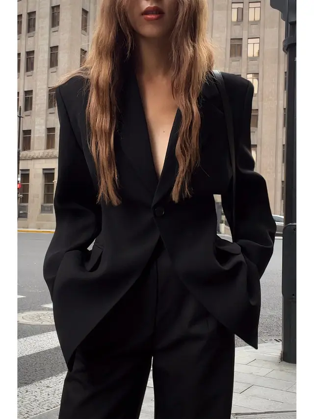 Slim fit Black Suit Jacket Women's Design Sense Niche Black - Shop at LoveMi