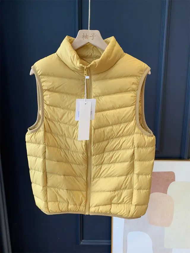 Plus Size Women's Winter Lightweight Down Vest Yellow - Shop at LoveMi