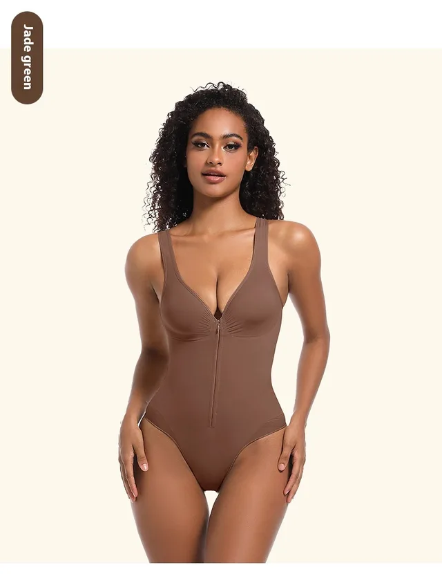 Seamless Shaping Strong Belly Contracting Sling One Piece Underwear Zipper Backless Jasper Colors - Shop at LoveMi
