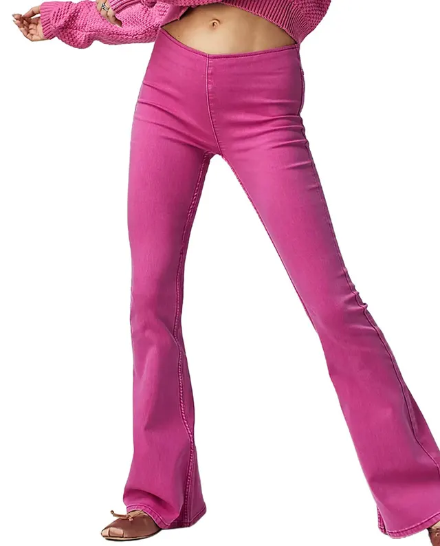 Low Waist Stretch Flared Jeans Rose Red - Shop at LoveMi