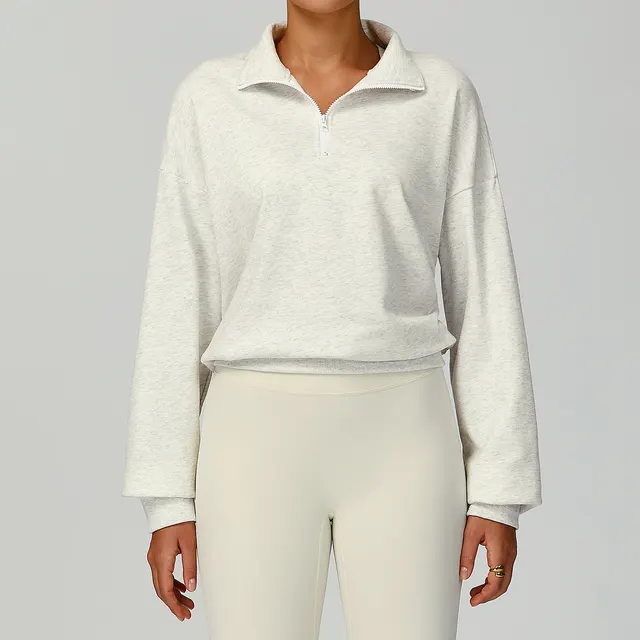 Autumn And Winter Zipper Sweater Casual Loose Windproof Warm All matching Sweater Shallow Flower Ash - Shop at LoveMi