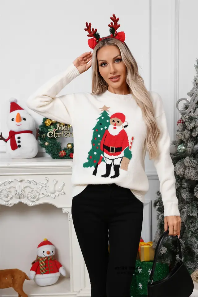 Casual Jacquard Christmas New Year Plus Size Women's Top Apricot - Shop at LoveMi