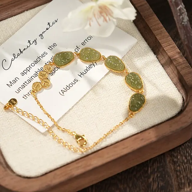 S925 Silver Hetian Jade Gradient Bracelet Light Luxury Advanced 5080902 Bracelet - Shop at LoveMi
