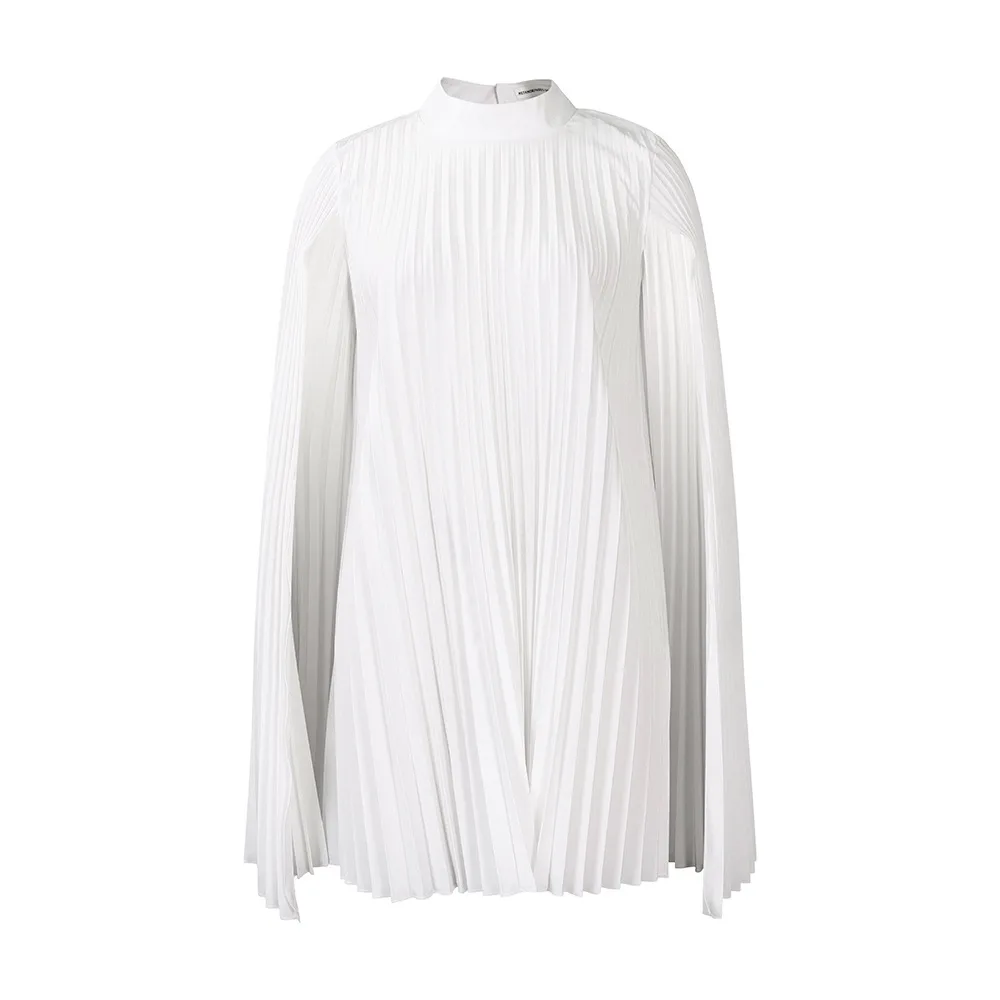 Cape Loose Pleated Plus Size African Dress - White
