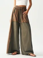 Cotton Casual Loose Japanese Style Retro Minority Splicing Design Casual Pants - Color