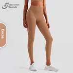 High Waist Hip Lift Anti-curling Tight Sports Pants - Cocoa Color
