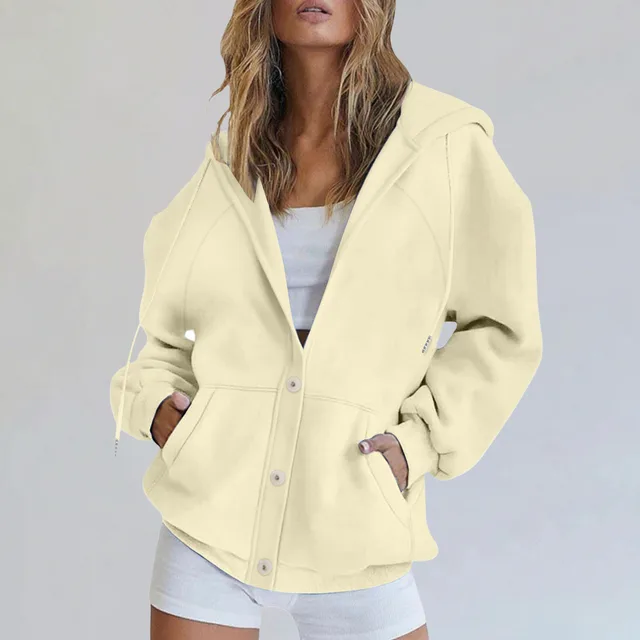 Women's Casual Solid Color Cardigan Jacket Yellow - Shop at LoveMi