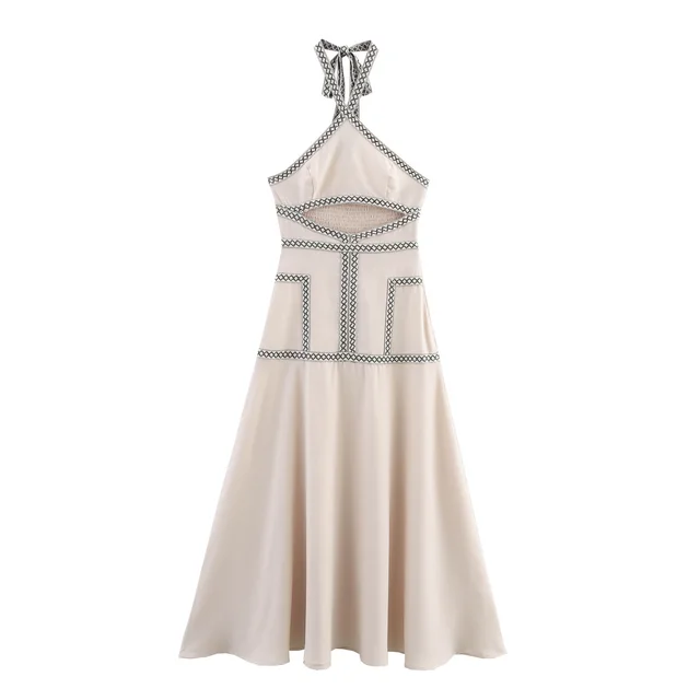 Elegant Sexy Backless Ribbons Halter Dress Light Pink - Shop at LoveMi