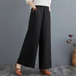 Spring And Summer Art Cotton Linen Pants Loose Plus Size - Black