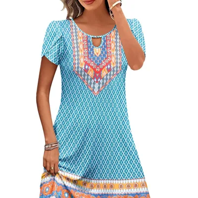 Women's Digital Printing Pocket Dress Loose Style 3 - Shop at LoveMi